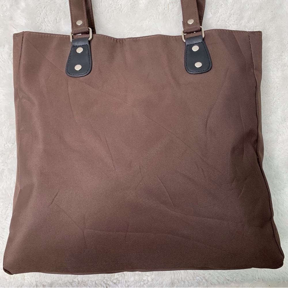 Dansko Women's Brown Canvas and Leather Shoulder Tote Bag - Picture 5 of 16